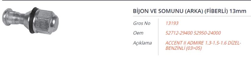 BIJON VE SOMUNU (KAPALI SOMUNLU) HYUNDAI ACCENT I 1.3-1.5 94-00