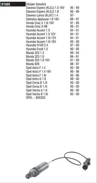 OKSIJEN SENSORU ASTAR F / G / ASCONA C / CORSA B / COMBO